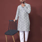 Neera Trendz Grey Soft Silk Embroidered Men's Kurta Pyjama - Swadesiicart