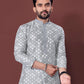 Neera Trendz Grey Soft Silk Embroidered Men's Kurta Pyjama - Swadesiicart