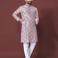 Neera Trendz Light Purple Soft Silk Embroidered Men's Kurta Pyjama - Swadesiicart
