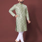Neera Trendz Olive Soft Silk Embroidered Men's Kurta Pyjama - Swadesiicart