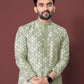Neera Trendz Olive Soft Silk Embroidered Men's Kurta Pyjama - Swadesiicart