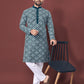 Neera Trendz Teal Soft Silk Embroidered Men's Kurta Pyjama - Swadesiicart