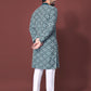 Neera Trendz Teal Soft Silk Embroidered Men's Kurta Pyjama - Swadesiicart