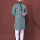 Neera Trendz Teal Soft Silk Embroidered Men's Kurta Pyjama - Swadesiicart