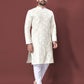 Neera Trendz White Soft Silk Embroidered Men's Kurta Pyjama - Swadesiicart