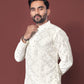 Neera Trendz White Soft Silk Embroidered Men's Kurta Pyjama - Swadesiicart