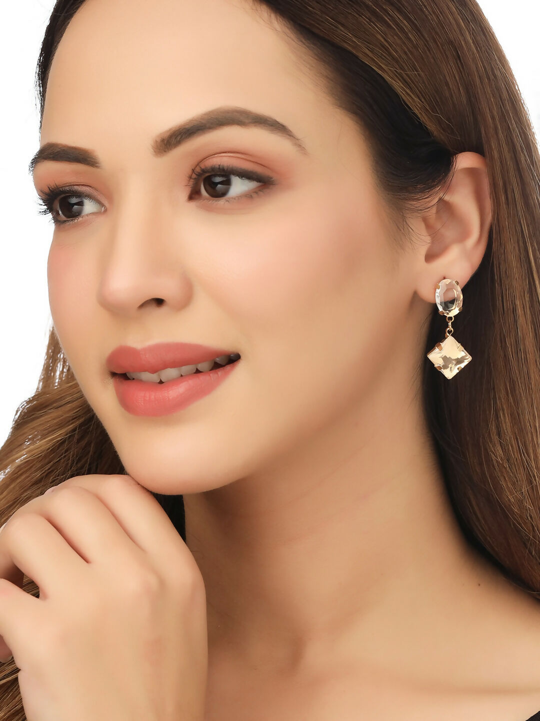 NVR Women Golden Cz Studded Studs Earrings | Swadesiicart