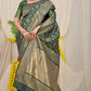 Jyoti Fashion Women's Bottle Green Kanjivaram Silk Zari Woven Saree with Blouse | Swadesiicart