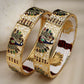 NVR Women's Set of 2 Gold-Polished Peacock Design Meenakari Handcrafted Bangles - Swadesiicart
