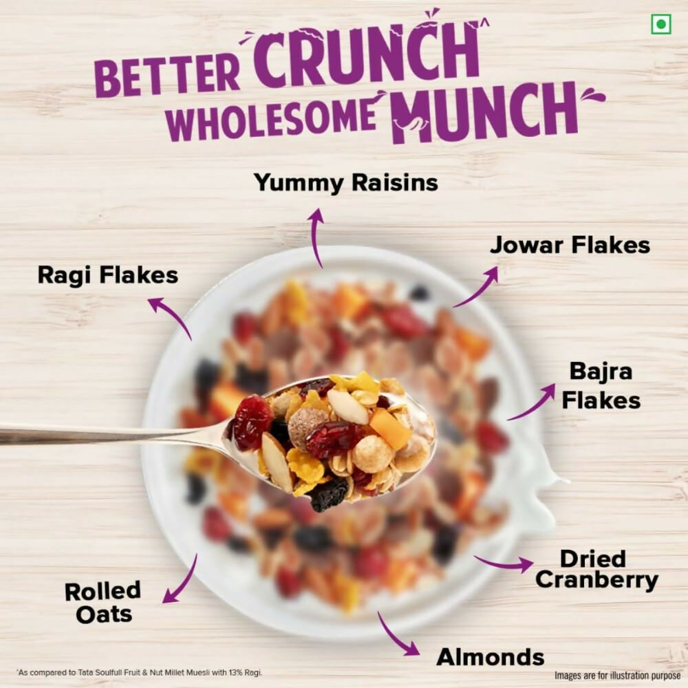 Tata Soulfull Millet Muesli Breakfast Cereals (Fruit & Nut) - Swadesiicart