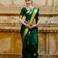 DEIANA'S Beautiful Designer Golden zari Soft Lichi Silk Saree - Green - Swadesiicart