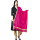 A R Silk Golden Border Regular Dupatta Dark Pink Color Dupatta or Chunni