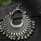 Mominos Fashion Johar Kamal Oxidised Silver-Plated Chandbali Earrings - Swadesiicart