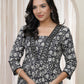 Vaasvablack Floral Cotton Printed Gathered Kurti With Pant | Swadesiicart