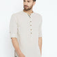 Even Apparels Beige Linen Linen Men's Kurta With Band Collar | Swadesiicart