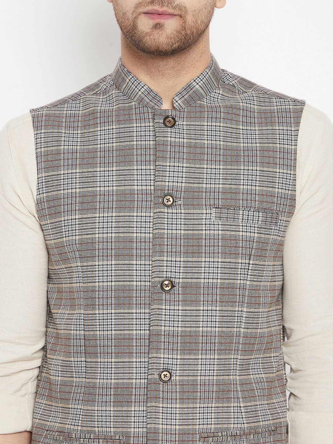 Even Apparels Brown Merino Men Woven Nehru Jacket PW729 | Swadesiicart