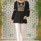 Juniper Women's Black Rayon Crepe Solid With Embroidery Straight Tunic | Swadesiicart