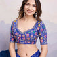 Blue Georgette Bandhani Printed,Embroidery Work Saree - Surkhi