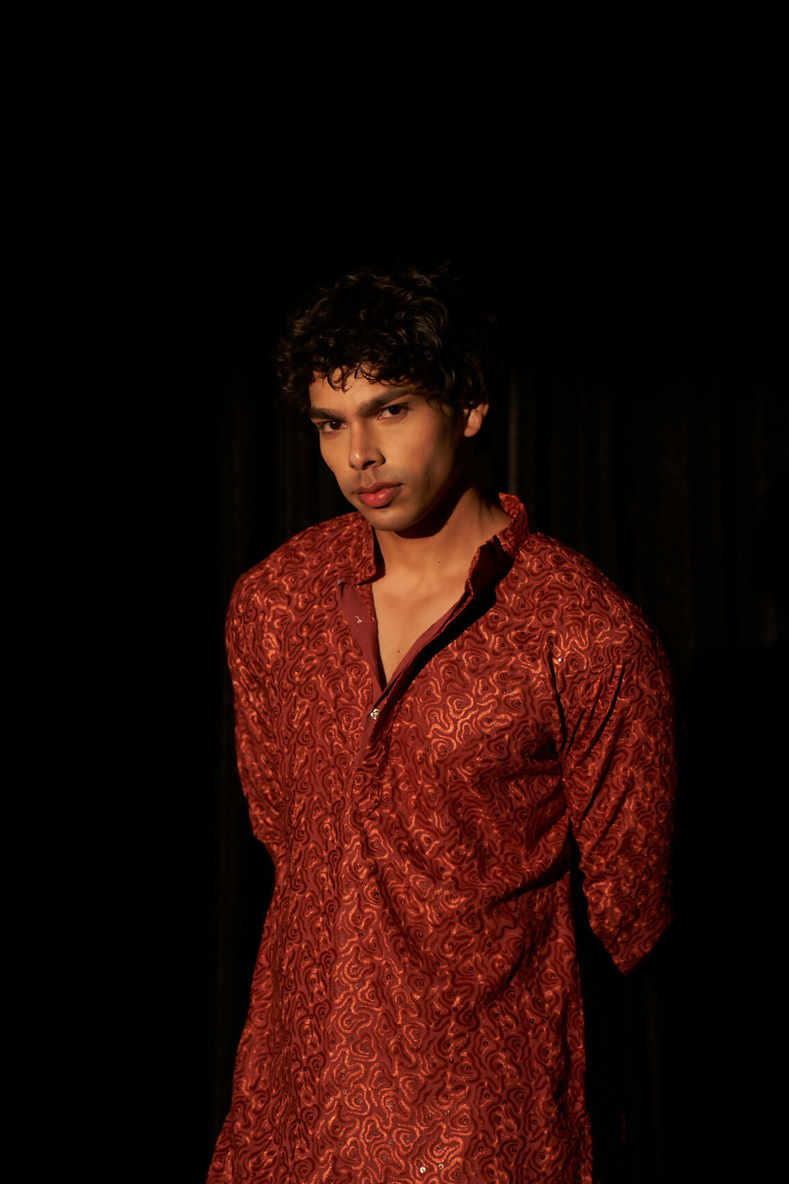 Berry Red Viscose Chikankari Embroidery Work Men's Kurta Set - Mahotsav | Swadesiicart