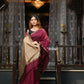 Very Much Indian VMI Exclusive Designer! Handloom Cotton Silk Saree With Sleek Golden Border - Maroon Shade | Swadesiicart