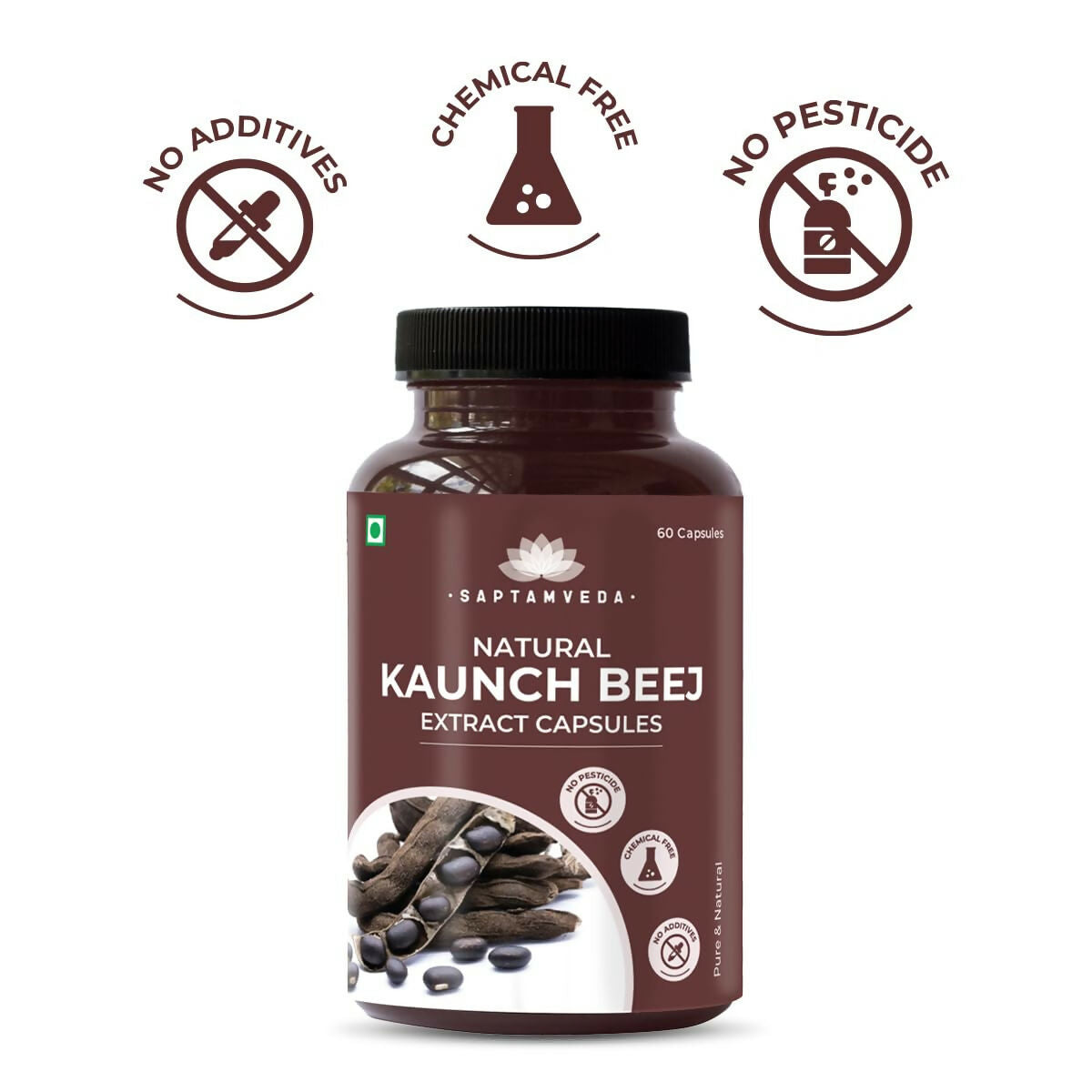 Saptamveda Natural Kaunch Beej Extract Capsules - Swadesiicart