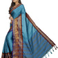 Vamika Banarasi Silk Blue Weaving Saree | Swadesiicart