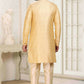 Raivat Ethnic Banarasi Jacquard Embroidery Semi Indo Western Sherwani In Cream Beige Colour | Swadesiicart