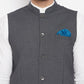 Even Apparels Men's Grey Merino Nehru Jacket-Contrast Lining-Free Pocket Square | Swadesiicart