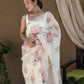 Vamsee Khadi Khatali Cream Khadi Organza Saree - Swadesiicart