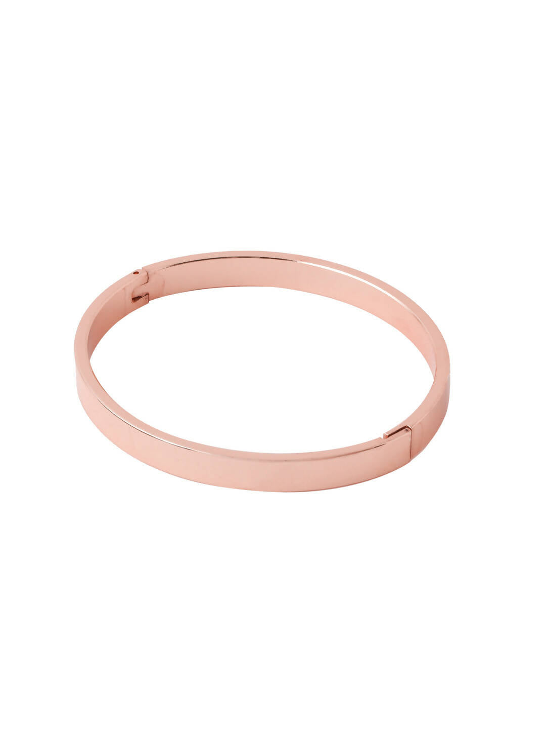 NVR Men's Rose Gold Metal Interlock Kada Bracelet - Swadesiicart