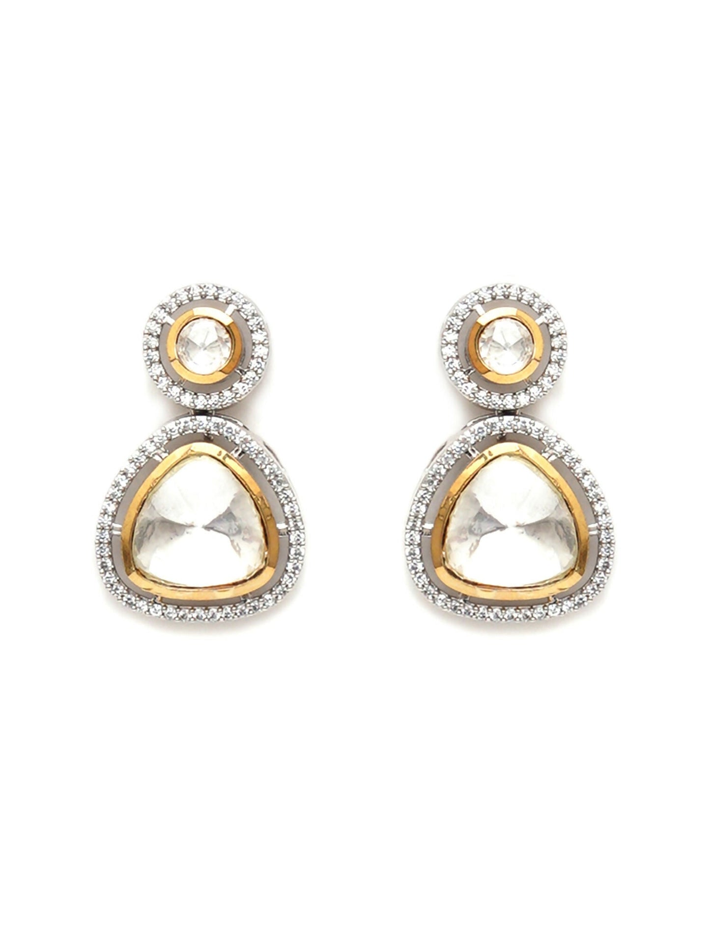 Kundan Earrings (silver) - Ruby Raang - Swadesiicart