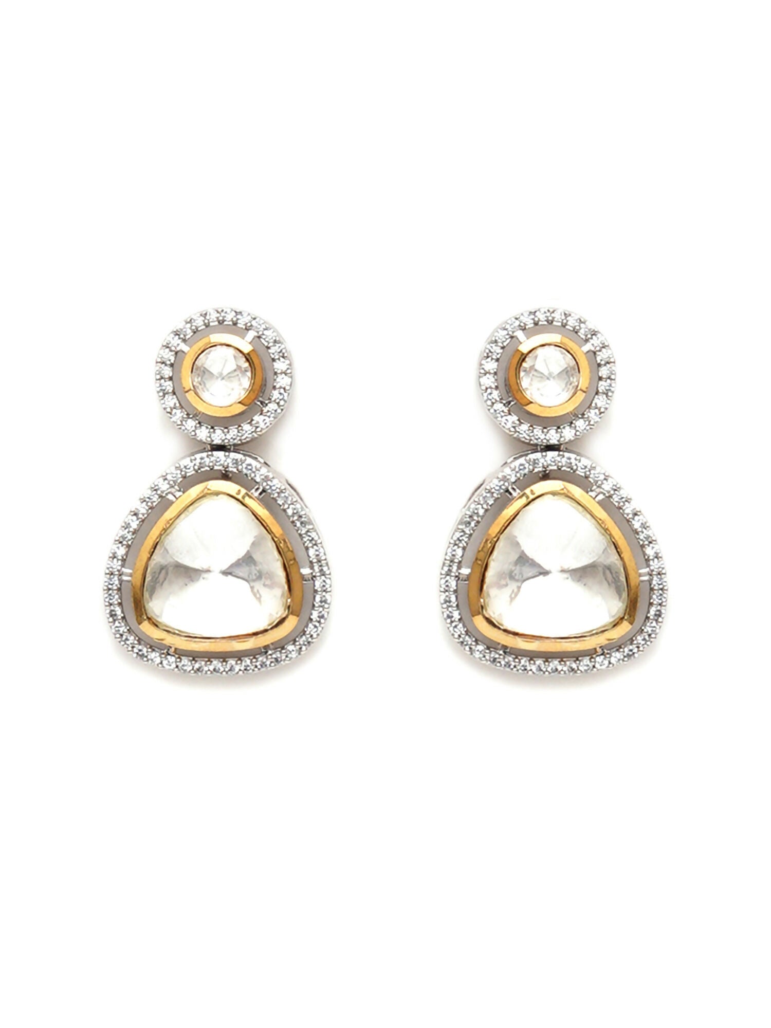 Kundan Earrings (silver) - Ruby Raang - Swadesiicart