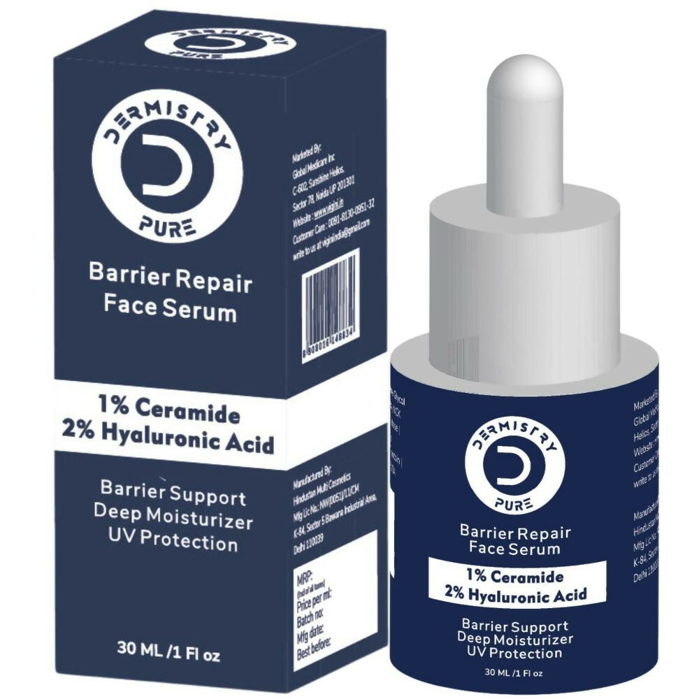 Dermistry Pure 1% Ceramide 2% Hyaluronic Acid Sensitive & Dry Skin Moisturizer Barrier Repair Serum - Swadesiicart