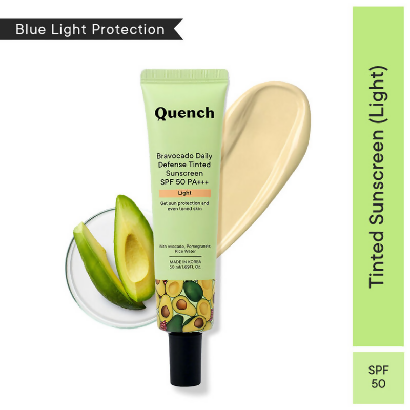 Quench Vitamin E Tinted SPF 50 Sunscreen PA+++ with both Mineral & Chemical Actives (Light) | Swadesiicart