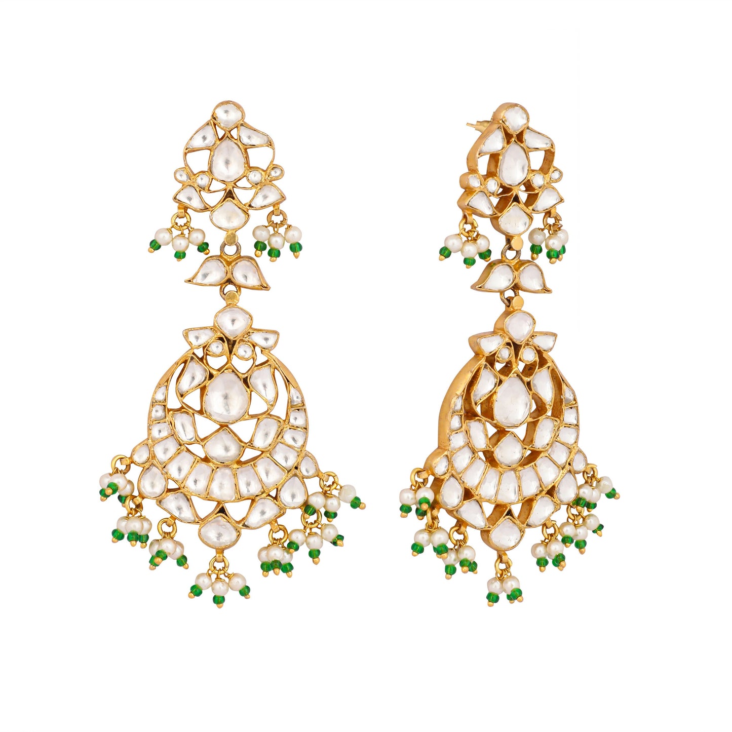 Nuyug 22K Gold Plated Chandbali Stone Drop Kundan Earrings | Swadesiicart