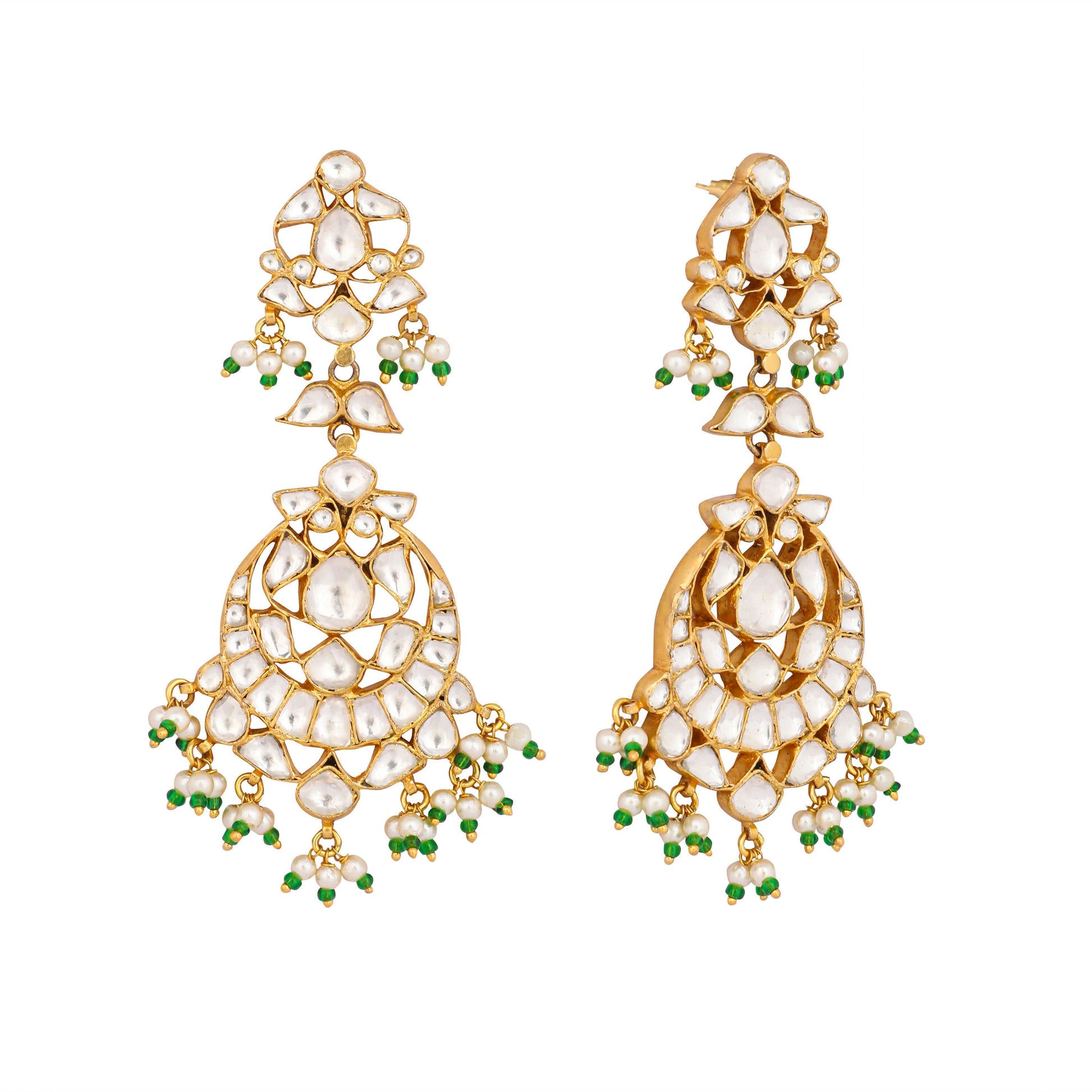 Nuyug 22K Gold Plated Chandbali Stone Drop Kundan Earrings | Swadesiicart