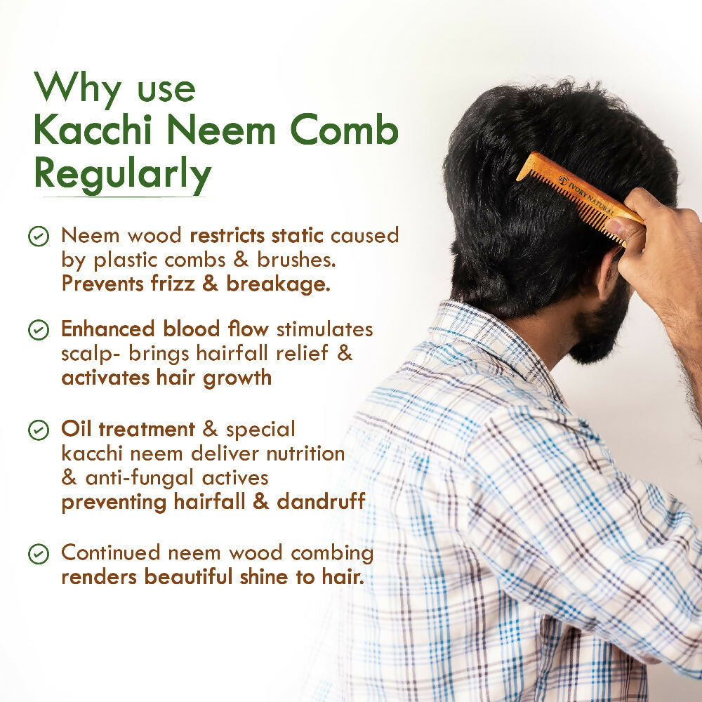 Ivory Natural Shampoo Kacchi Neem Comb Infused With Organic Oil For Hair Strengthening Natural Nourishment, Scalp Wellness - Swadesiicart