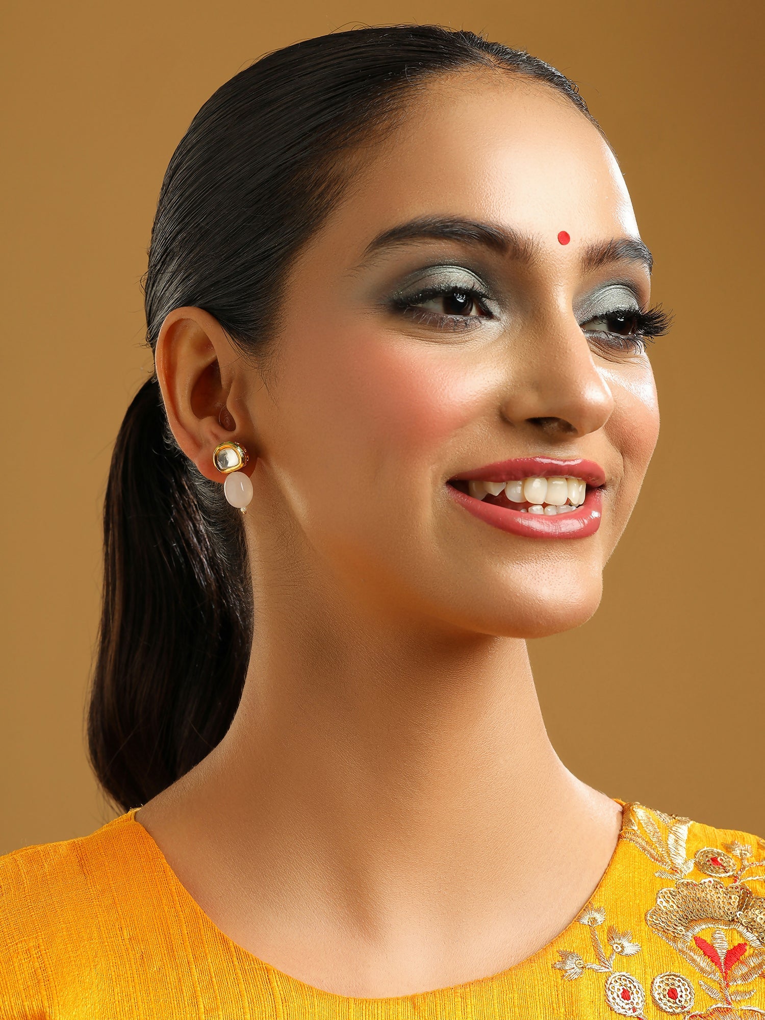 Ruby Raang Pink Kundan Studs | Swadesiicart