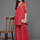 Ahalyaa Women Floral Printed Tunic with Palazzos - Red Color | Swadesiicart