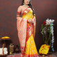 Lorenvalley Fashion Yellow Organza Silk Woven Design with Meenakari Weaving Saree - Swadesiicart