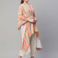 Ahalyaa Women Multi Color Crepe Striped Printed Kaftan Kurta With Trousers | Swadesiicart