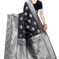 Vamika Banarasi Jacquard Weaving Black Saree (AMEE BLACK) | Swadesiicart