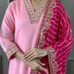 Partywear Designer Viscose Silk Blend Pink Stitched Suit With Dupatta - Tanisha | Swadesiicart