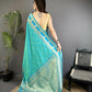 Joban Fashion Sea Green Banarasi Soft Silk Woven Saree | Swadesiicart