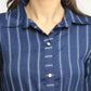 Rudra Bazaar Blue A-Line Striped Kurta | Swadesiicart