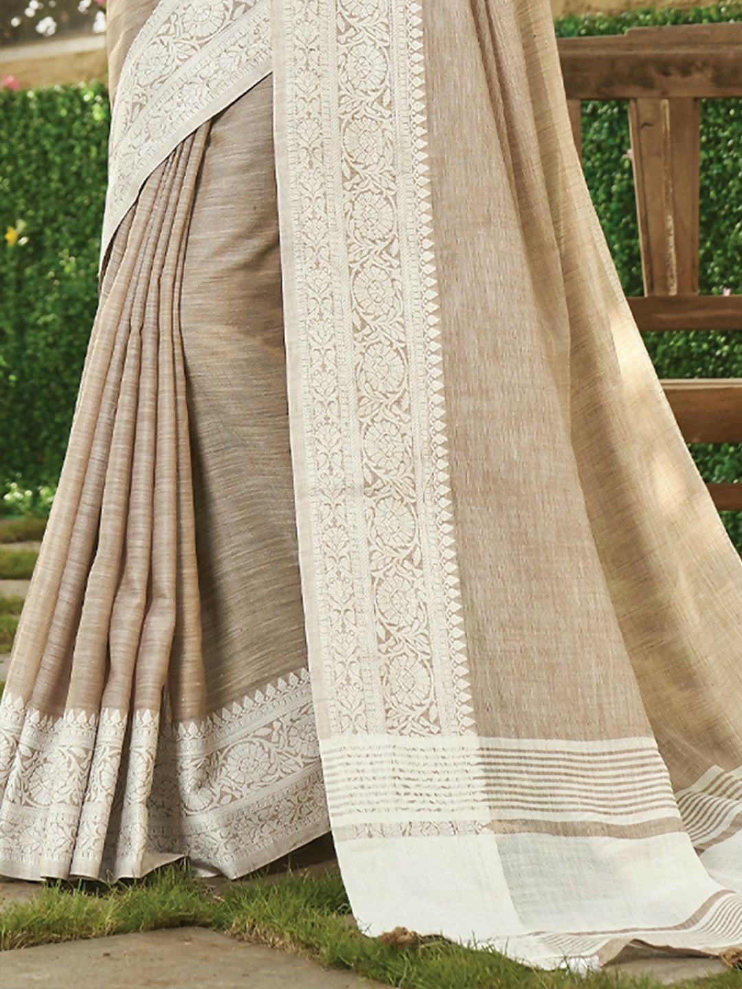 Shree Shyam Fashion Light Brown Linen Saree