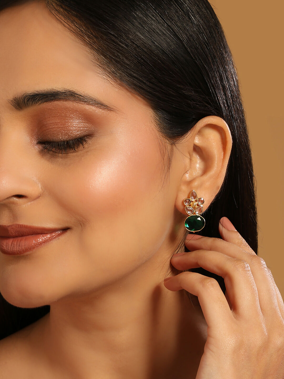 Nuyug 22K Gold Plated Verdant Bloom Studs | Swadesiicart