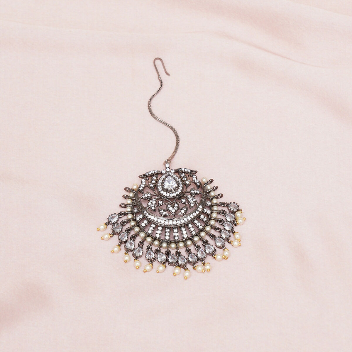 Oversized Diamond Maang Tikka- Ruby Raang | Swadesiicart