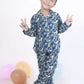 Breathables Kids Cotton Night Suit – Blue Jungle Print Shirt & Pyjama Co-Ord Set For Boys & Girls