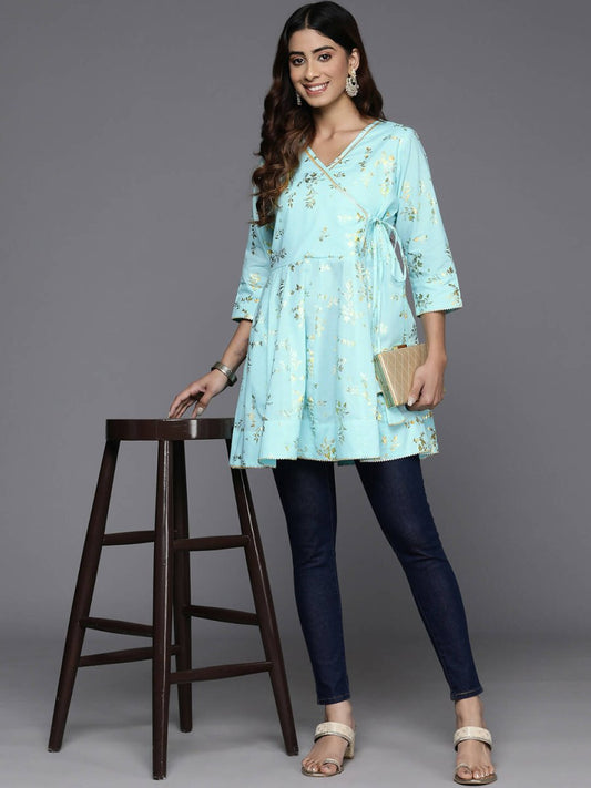 Ahalyaa Women's Traditional wear Tunic - Blue | Swadesiicart
